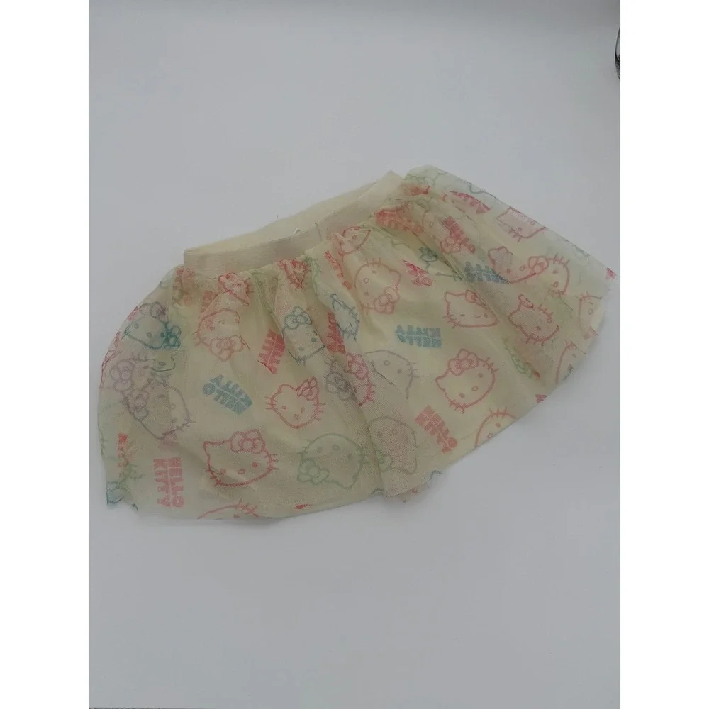 Hello Kitty Sanrio Girls Cream Mesh Tutu Skirt Pastel Print Size 5/6